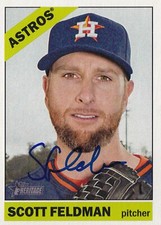SCOTT FELDMAN AUTO'D SIGNED 2015 TOPPS HERITAGE CARD #407 HOUSTON ASTROS ORIOLES