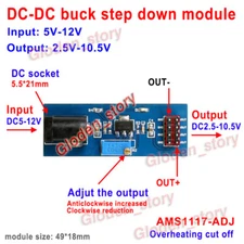 Mini DC-DC Buck Step Down Adjustable Converter Voltage Regulator 3.3V 5V 6V 9V