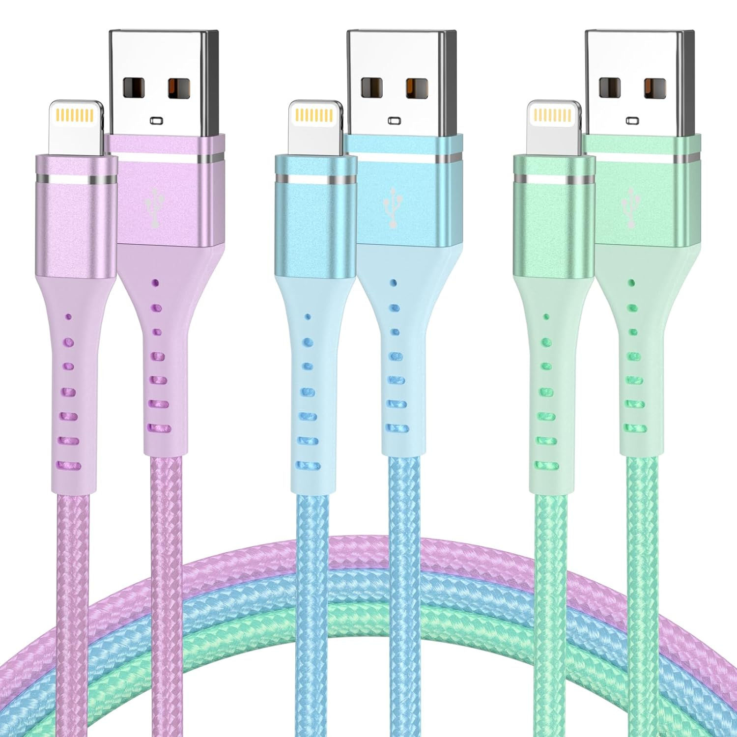 Eettvekd MFi Certified Lightning Cable Fast Charging, 3 Ft, 3 Ct; Free Shipping-image