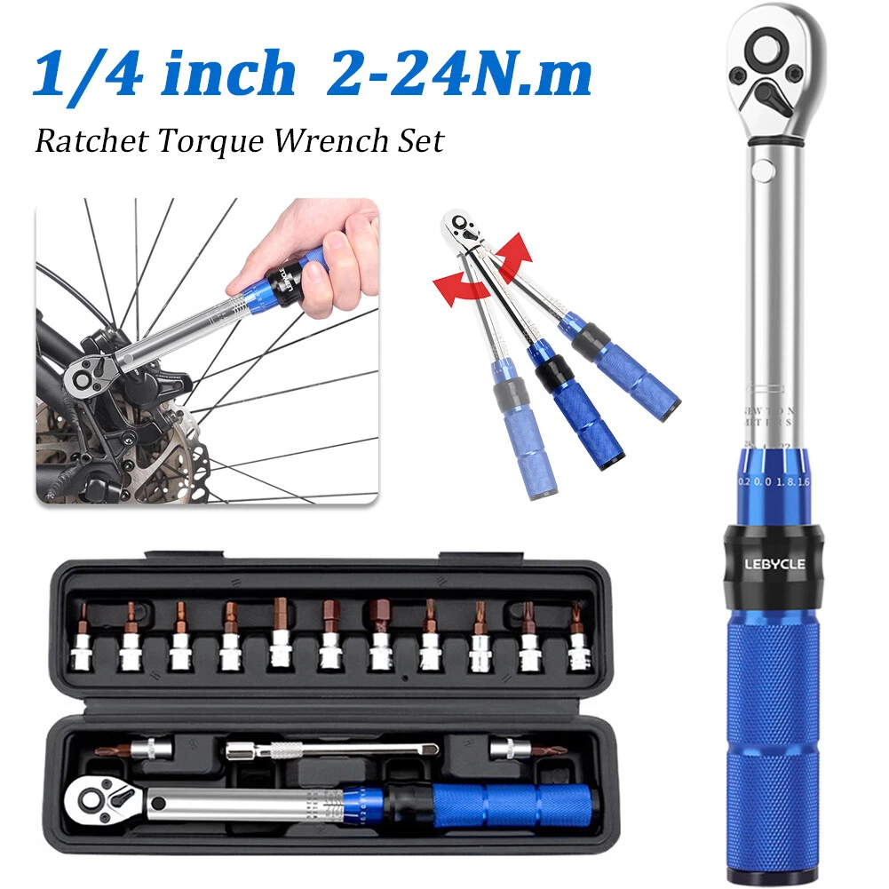 Torque Wrench Set 1/4 2-24Nm Bike Torque Wrench Allen Key Tool Socket  Spanner