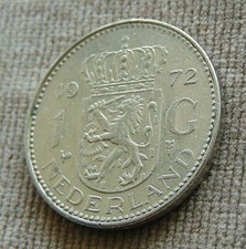 Münzen, eine Münze über 1 GULDEN! NIEDERLANDE!! 1972 Jahr !!! HAHN!!!
