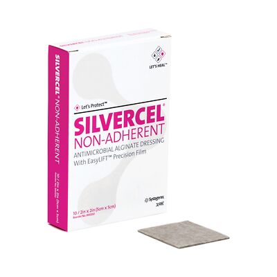 Silvercel Non-Adherent Antimicrobial Alginate Dressing 2'' X 2'' PK of 10