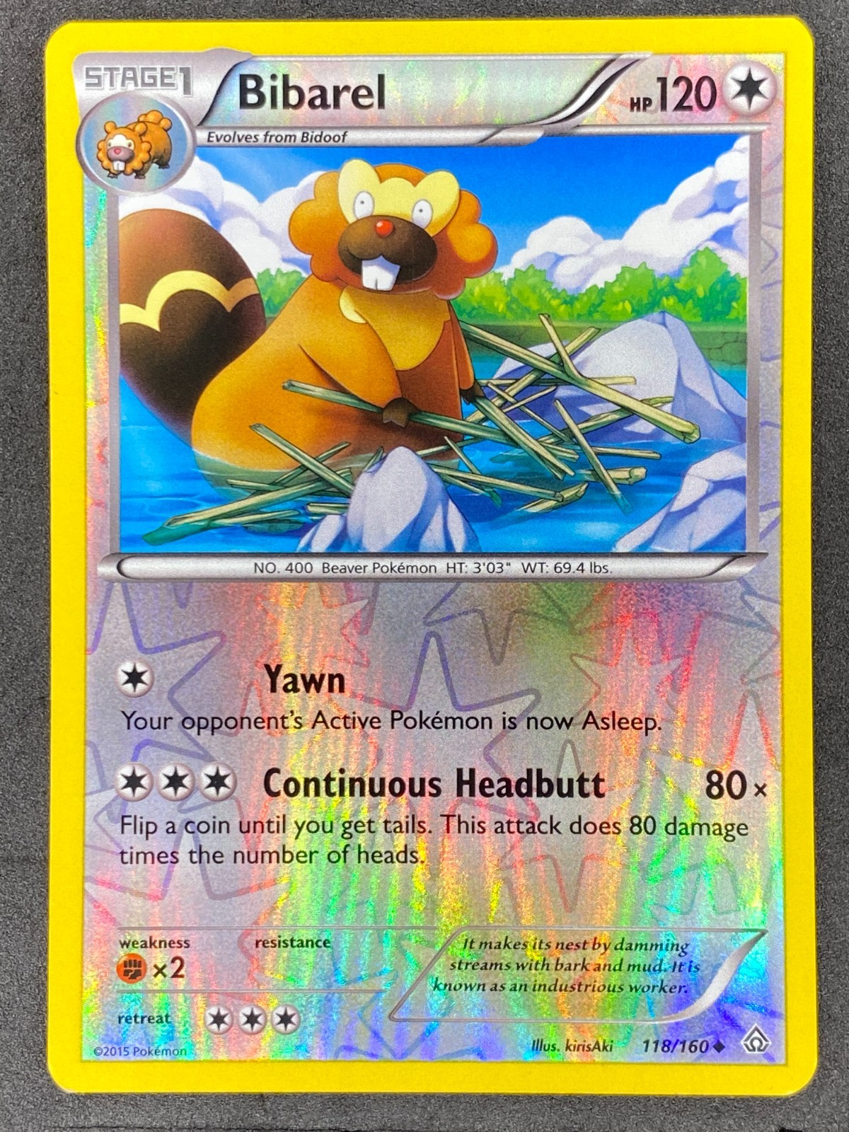 Pokémon Bibarel Reverse Holo 118/160 PRC Primal Clash LP/NM