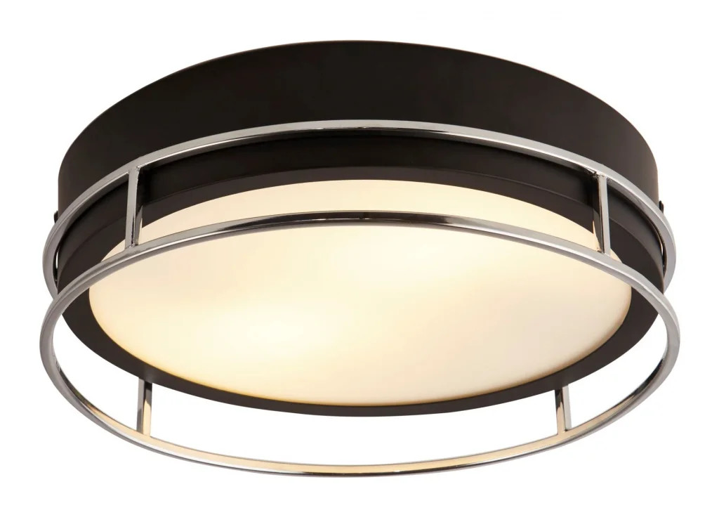 Bathroom Light Black Phoenix 2 IP44 & Chrome 300mm Searchlight 62012-2CC