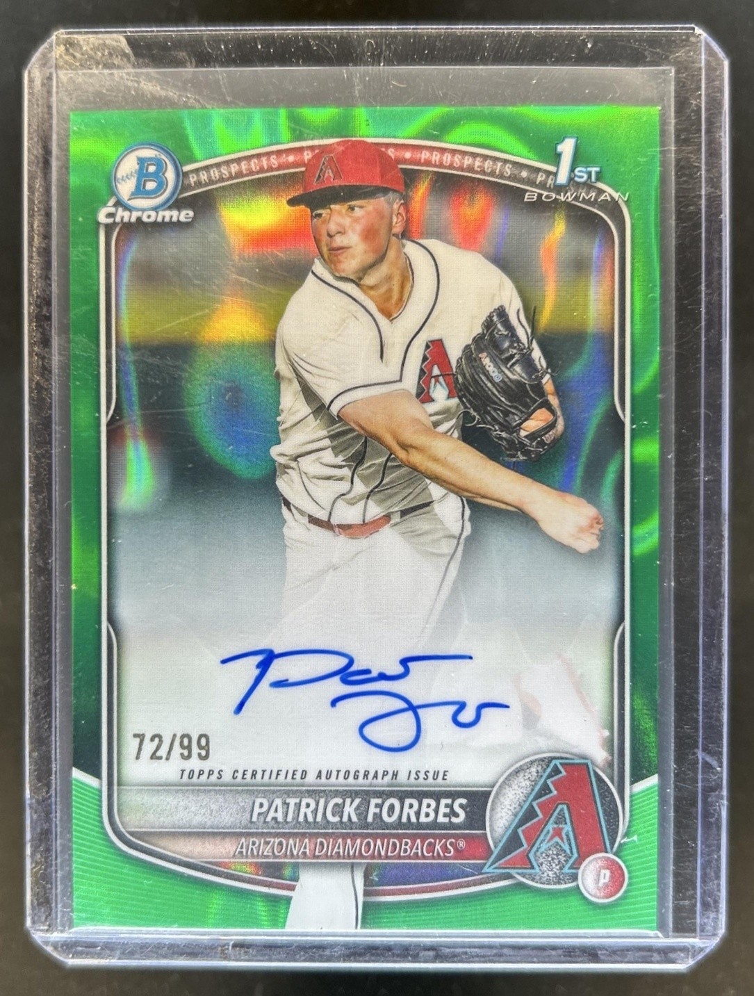 2025 Bowman Draft Patrick Forbes Chrome Auto Green Lava Refractor 1st #/99