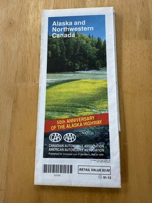 Vintage 1991 CAA AAA Alaska Northwestern Canada Travel Road Map Brochure Folded