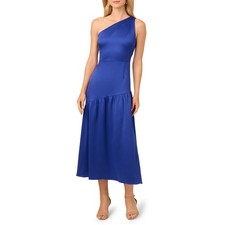 Adrianna Papell Satin Tea-Length One-Shoulder Dress MSRP $189