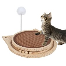 Natural Sisal Cat Scratch Pad Kitten Interactive Toy Ball Track Wheels