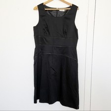 Calvin Klein black zipper sheath dress sleeveless NEW size 14 career LBD