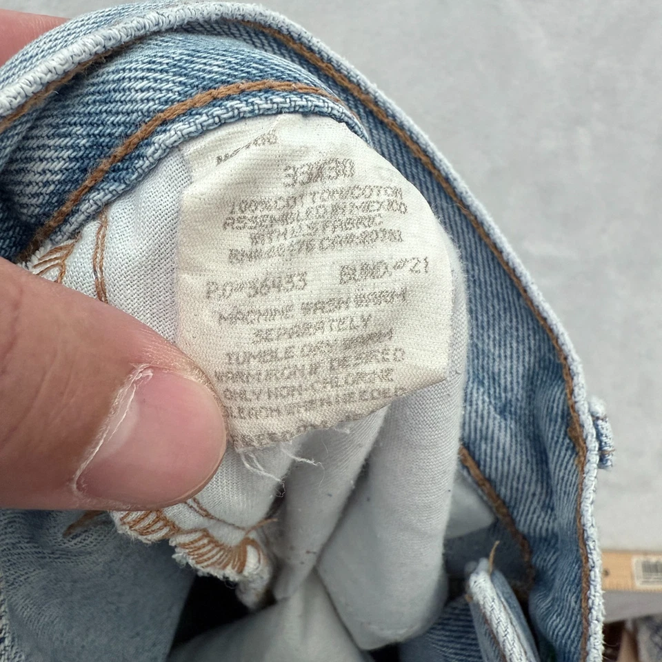 Jeans Tommy Hilfiger Vintage Hombres 33x30 Azul Bandera Parche Bordado Logo Sueltos Y2K Foto 4 de 4