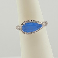 Bomb Party Ring Size 8 RG31111 "Starlight's Pool" Ocean Blue Quartz on Rhodium