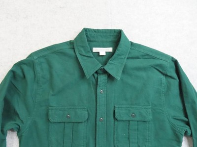 Outerknown Shirt Mens Large Green Chamois Button Outdoor Flannel Organic Cotton