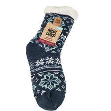 NEW Muk Luks Women Sock S/M 5-7 Cozy Non Slip Cabin Slipper Sock Snowflake Faux