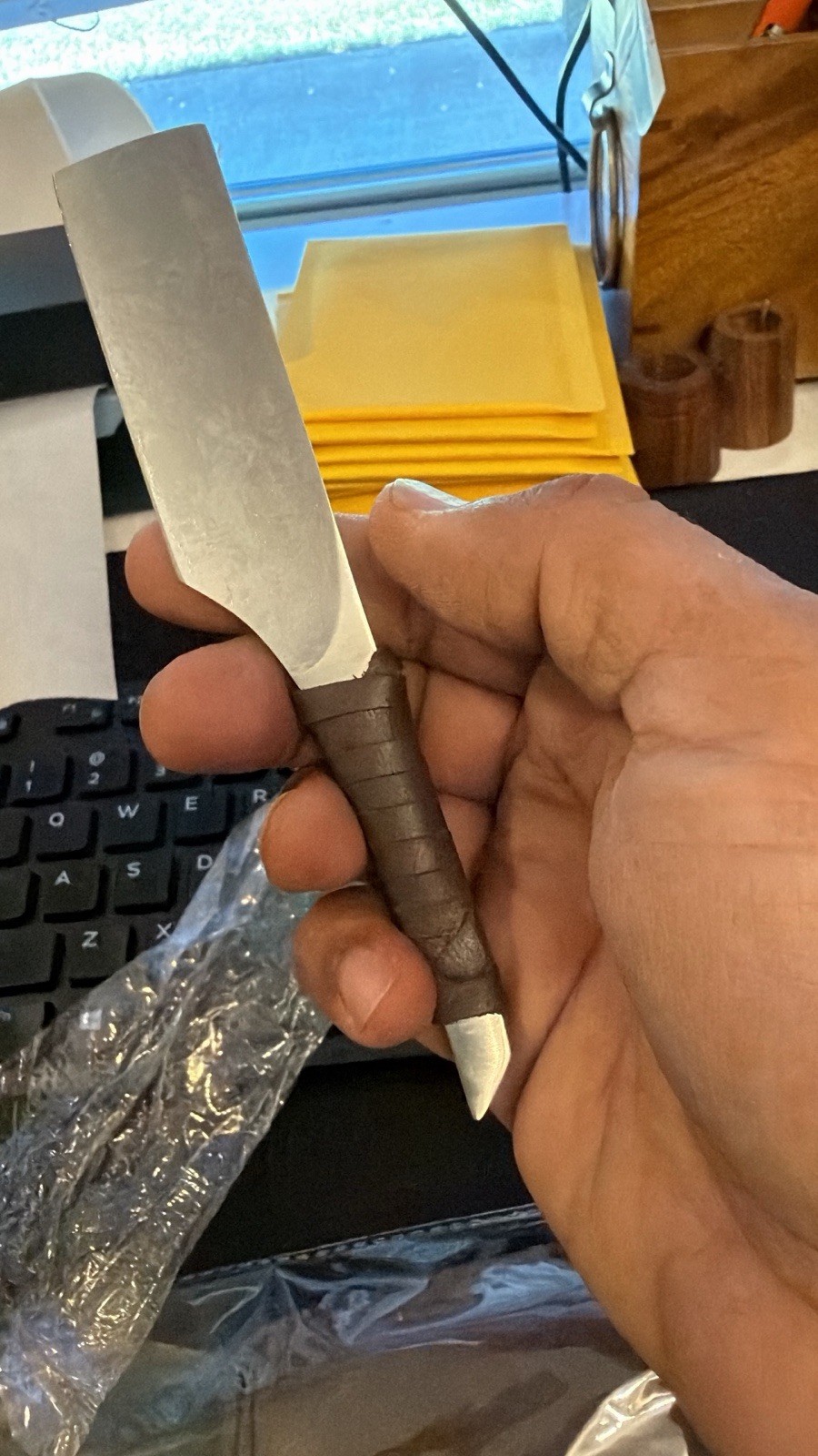 Handmade Kamisori Style Straight Razor-Knife-One Piece-Leather cover-gift