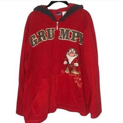 Vintage Disney Grumpy Red Full Zip Fleece Hoodie 4X Plus Size Women's