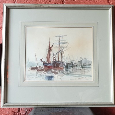 Peter Knox Original Aquarell. Marinekunst, große Schiffe, Segelkunst