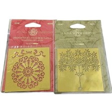 ANNA GRIFFIN Brass Embossing Stencils Medallion w/ Bow Tree 46595 5820S NEW