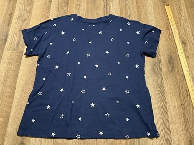 24/7 Maurices Shirt, Women's Size XL, Blue Silver Star Short Sleeve Shirt