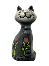 Vintage Folk Studio Pottery Cat Figurine Hand...
