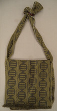 Borsa jacquard vintage T2JG13 B color terra con frange - 100% Made in Italy
