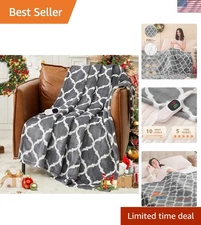 Flannel Heated Blanket with 10 Temperature Levels - Stay Warm & Safe, 50"x60"