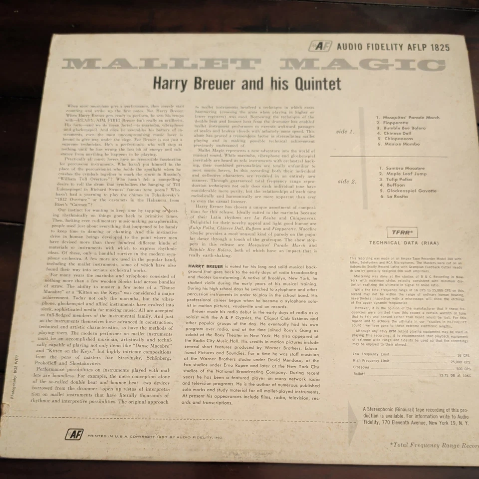 Harry Breuer And His Quintet - Mallet Magic UK LP VG to VG+ Vinyl — 第 2/3 张图片