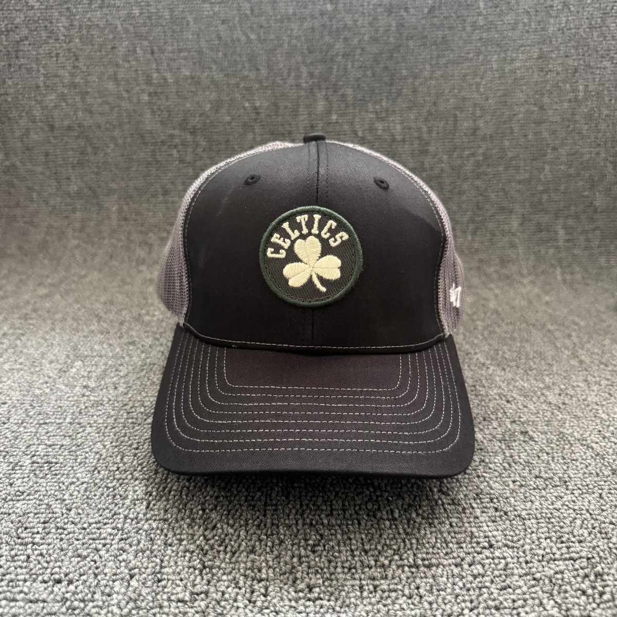 '47 Brand Boston Celtics Trucker Snapback Black Gray Hat Mesh Back