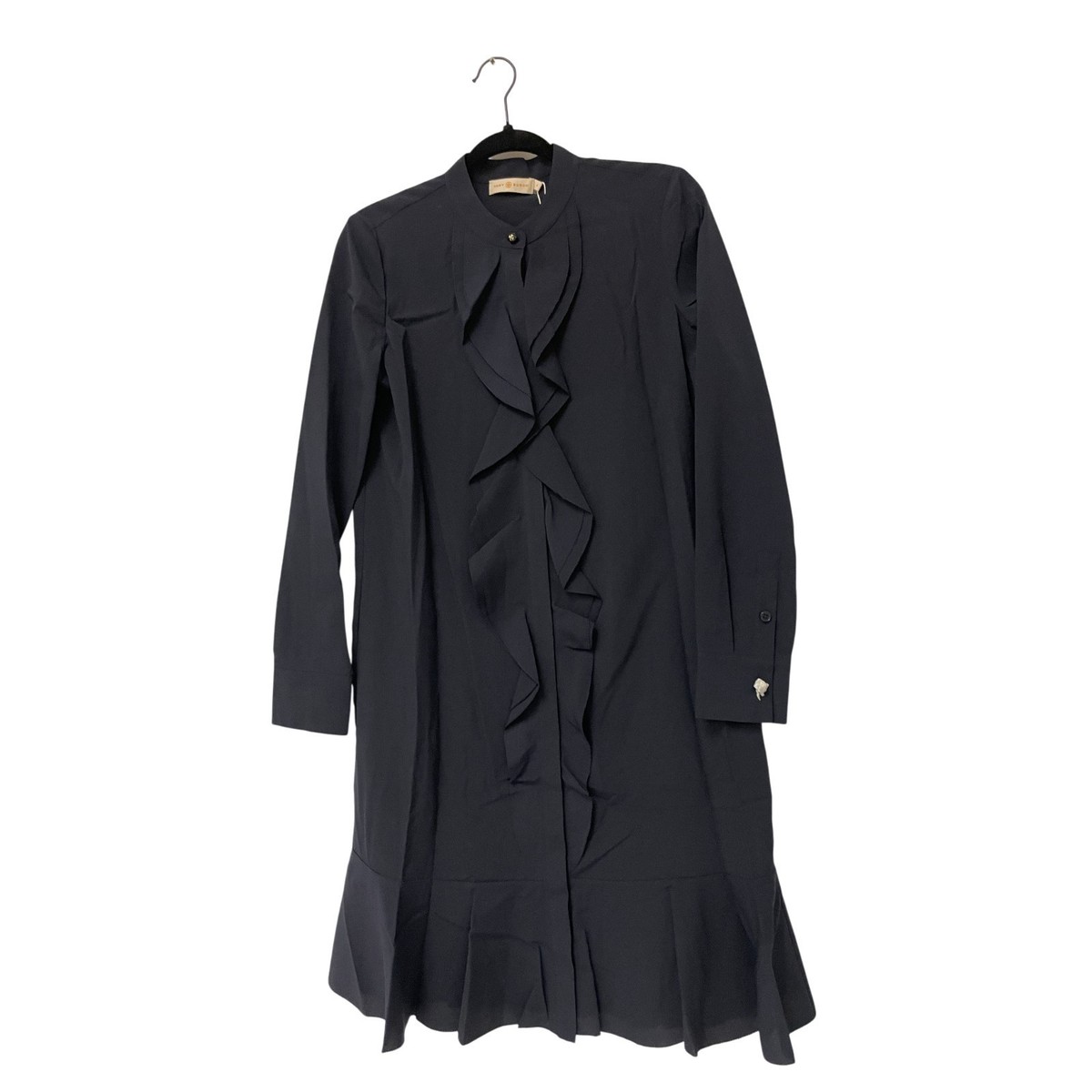 Tory Burch Womens Jane Shirt Dress Size 4 Navy Blue Crepe de chine