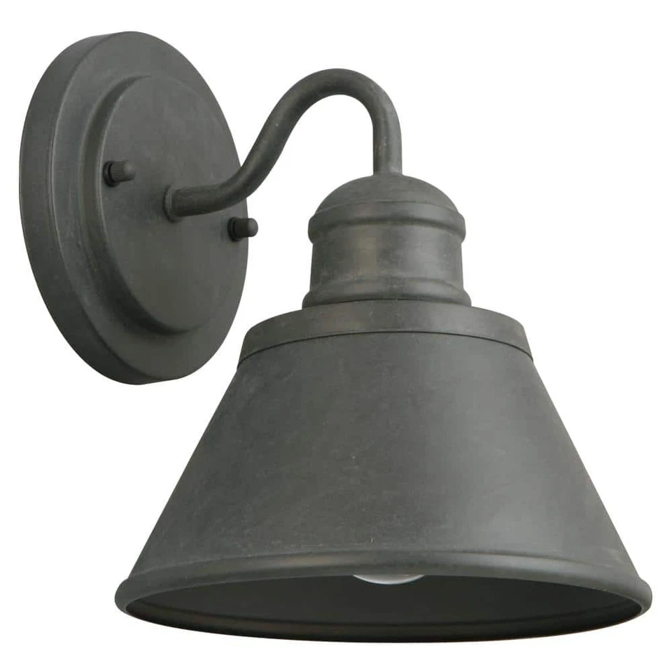 Hampton Bay 9.5 in. 1-Light Zinc Barn Outdoor Wall Light Sconce Lantern - Image 4 of 4