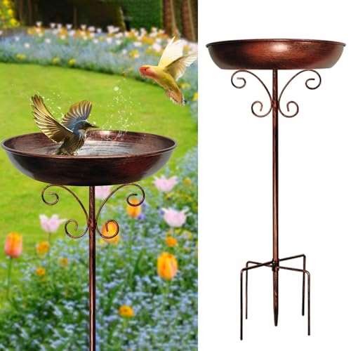Restorgan Bird Bath for Garden, 32In Metal Vintage  Assorted colors