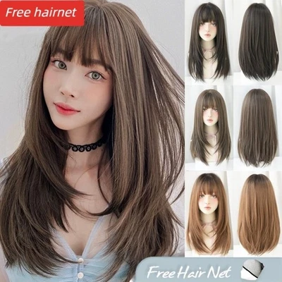 Hair Extensions Synthetic Cute JK Girl Cosplay Air Bangs Wig Head Cover