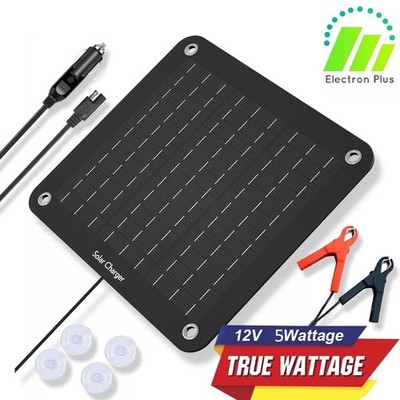 5W 12V Tragbares Mono Solarpanel Erhaltungsladegerät Kit Autobatterie Halter Van