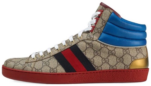 Gucci Guccissima GG Logo High Top Blue Shoes‎ Men\'s Size 10.5 US / 9.5 G Gucci Guccissima GG Logo High Top Blue Shoes Men main image 3