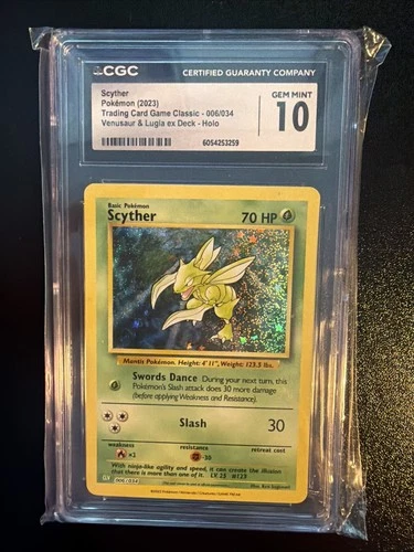 Pokémon TCG: Scyther 006/034 CGC 10 Gem Mint Venusaur & Lugia Deck Holo Card