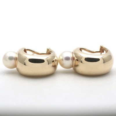 Ohrringe 585 Gold 14 KT Gelbgold Creolen Akoya Zuchtperlen Damen Wert 2850,-