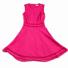 Calvin Klein Pink Fit & Flare Dress Size 12 Sleeveless Career Cocktail
