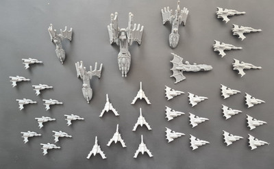 Large Lot of Pirate Alien Spaceships - compatible with Battlefleet Gothic