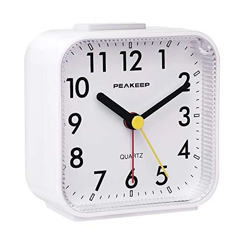 Peakeep Small Battery Operated Analog Travel Alarm Clock Silent No Ticking, - Image 2 of 4