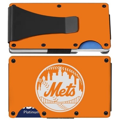 New York Engraved Titanium Orange RFID Blocking Wallet w Clip D7