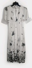 Show Me Your Mumu Ivory Floral Chiffon Maxi Dress Flutter Sleeve Size M