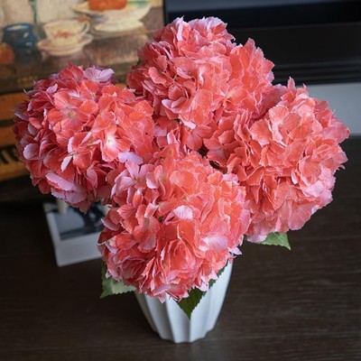 4pcs 24.4'' Realistic Large Artificial Hydrangea Flowers with Long Stem,Coral...