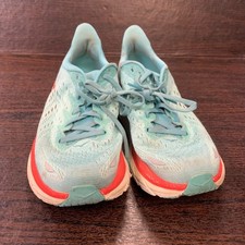 Hoka One One Clifton 8 Women's Running Shoes Size8B Aqua Blue Lace Up 1119394 AE