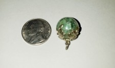 Antique Greeen Ball Pendant , Gold tone leaves