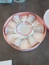 Vintage Japan Fine Porcelain Demitasse Cup Saucers Set of 6 White Gold Trim New