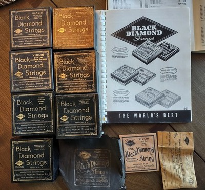 Mixed Lot Vintage Black Diamond Strings 7 boxes and Contents Guitar Violin