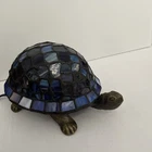 Vintage Dale Tiffany Inc Tiffany Style Turtle Lamp Stained Glass Mosaic