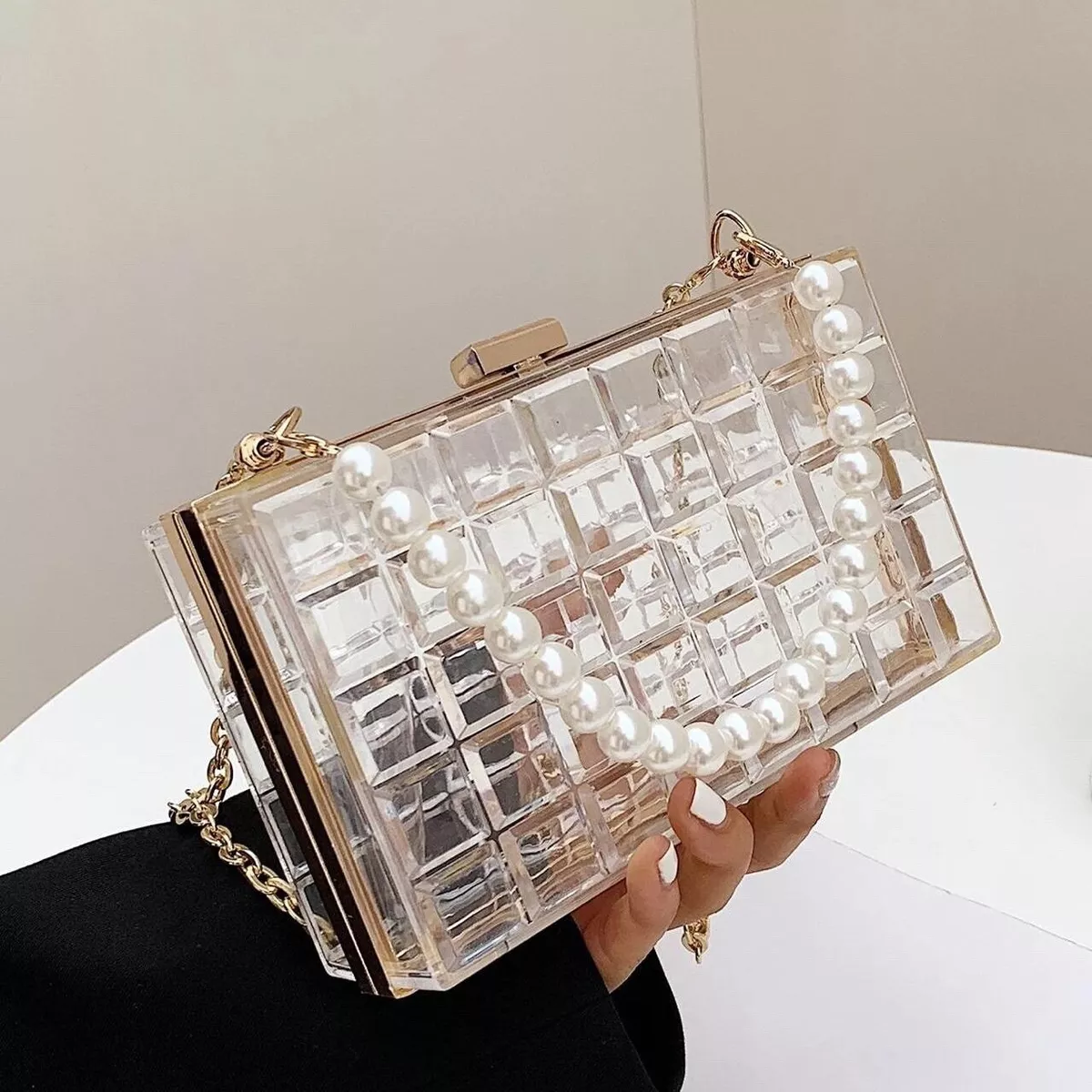 Clear box bag with handle cheap