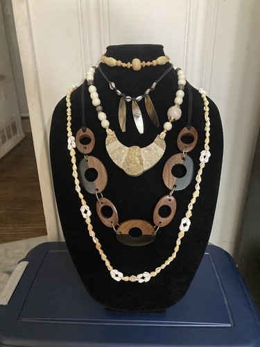 Jewelry Lot Tribal Ethnic Boho Afric Shell Stone Bone necklace bracelet MCM wood - Picture 23 of 23