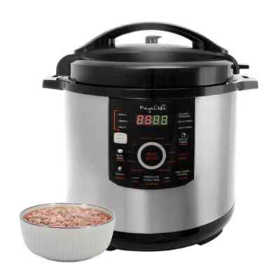 Megachef 12 Qt 1600W Steel Digital Pressure Cooker w 15 Presets & Glass Lid