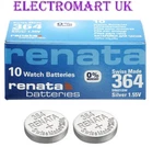 2 X RENATA 364 SR621SW SILVER OXIDE SWISS MADE WATCH BATTERIES 1.55V